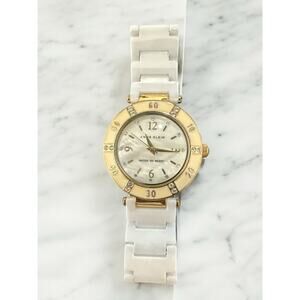 VTG Anne Klein Watch  10/9416 Y121E – White Ceramic, Crystal Accents, MOP Face